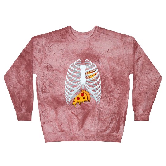Funny PIzza Skeleton Rib Cage Halloween Costume Blast Sweatshirts