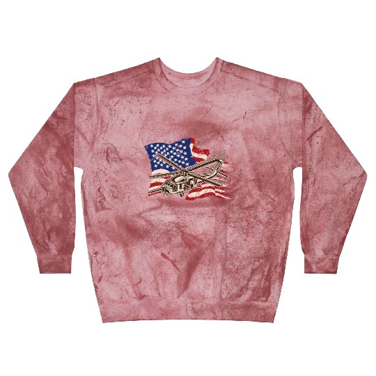 Helicopter with american flag background - chopper Blast Sweatshirts