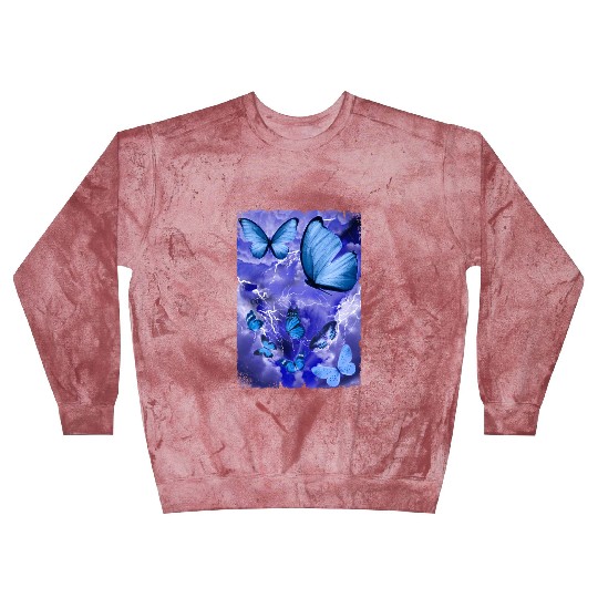 Blue Butterflies Lightning Butterfly Lover Blast Sweatshirts