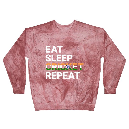 Eat Sleep Cricket Repeat IND Flag Sports Gift Blast Sweatshirts