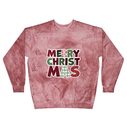 Merry Christmas Motif Plaid Pattern Blast Sweatshirts