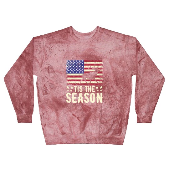 Tis The Season Retro American Flag Dear Hunting Blast Sweatshirts