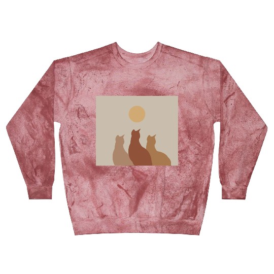 Abstract Boho Cats Relaxed Aesthetic Beige Minimal Blast Sweatshirts