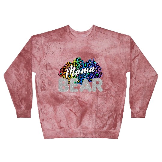 Mama Bear Leopard Silver Glitter Blast Sweatshirts