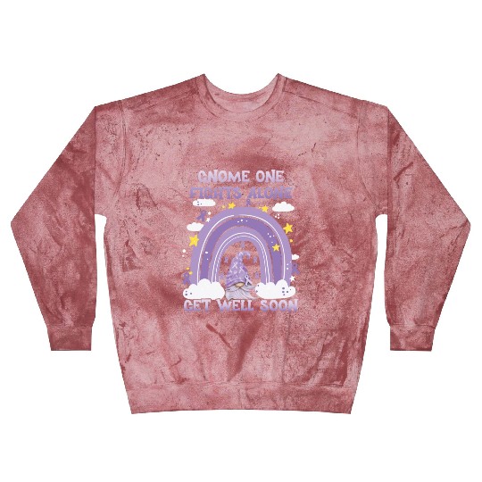 Gnome One Fights Alone Lavender Cancer Blast Sweatshirts