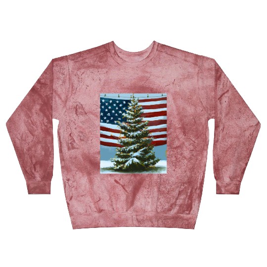 Patriotic Christmas Decorated Christmas Tree With Blast Sweatshirts