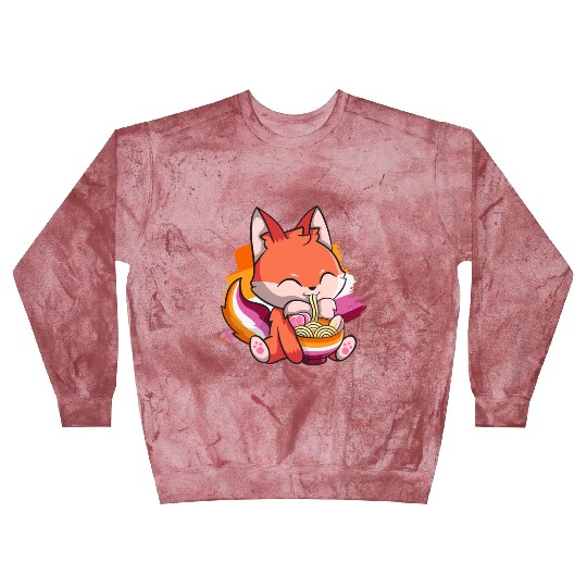 Lesbian Pride Gay Kawaii Fox Ramen Noodles Lesbian Blast Sweatshirts