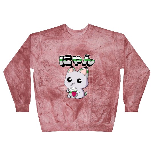 Demiromantic Pride Kawaii Cat Strawberry Milk Blast Sweatshirts