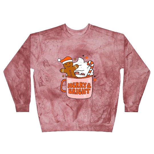 Retro Groovy Merry & Bright Gingerbread Christmas Blast Sweatshirts