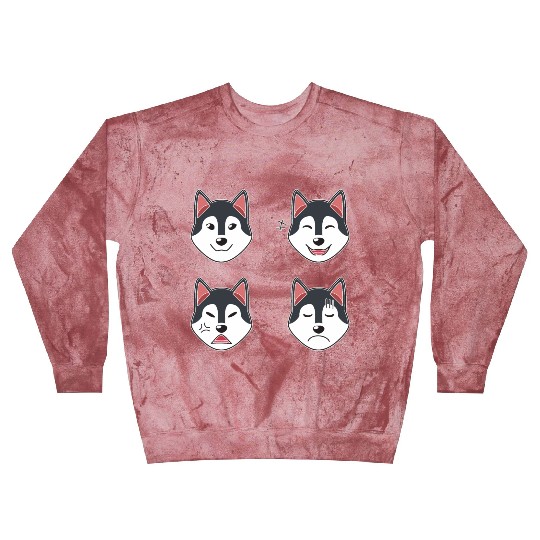 Funny Siberian Husky Dog Cartoon Faces Blast Sweatshirts
