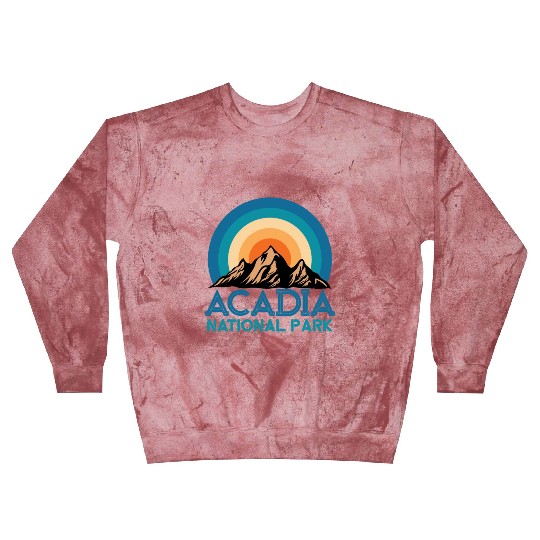 Cool Vintage Retro Acadia National Park Mountain Blast Sweatshirts