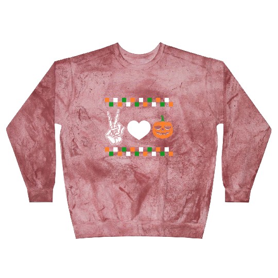 Halloween Blast Sweatshirts, Peace Love Pumpkin Skeleton Hand