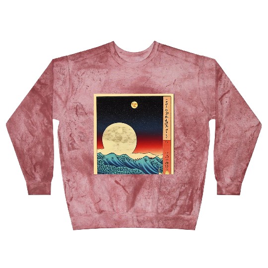 Ukiyo-e Moon over Mountain Range, Japanese Print Blast Sweatshirts