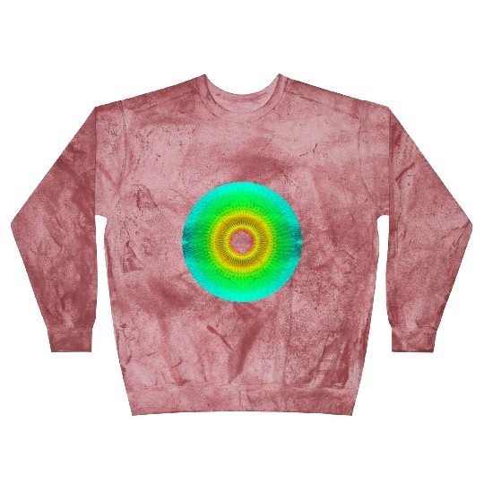Golden Mint Green Geometrical Sun Circle Pattern Blast Sweatshirts