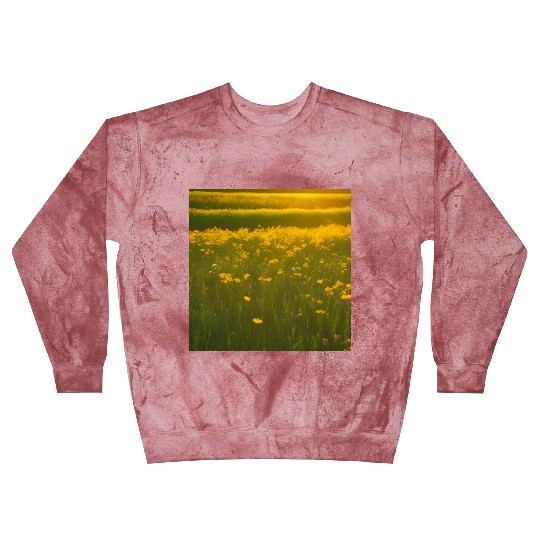 Lovely Yellow Flowers and Green Grass Blast Sweatshirts