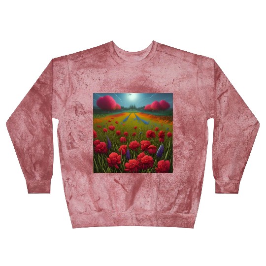 Beautiful Flowers along the Field Road Horizon Blast Sweatshirts