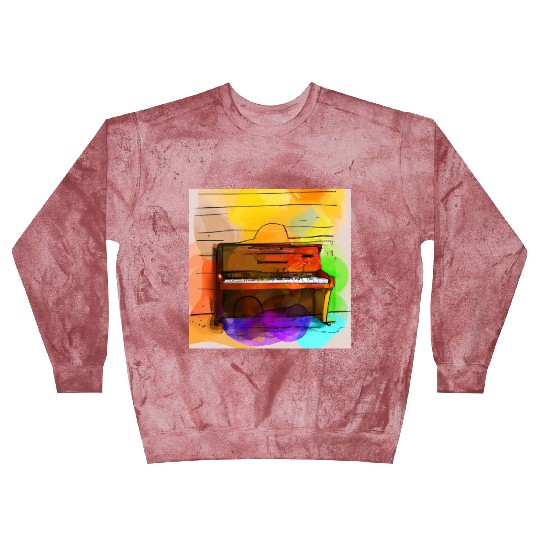 A beautiful piano in front of a colorful wall Blast Sweatshirts