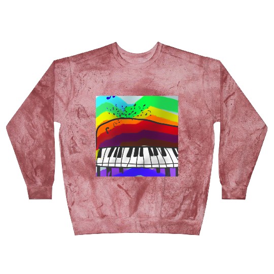 A beautiful piano in front of a colorful rainbow Blast Sweatshirts