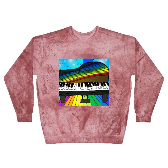 piano in front of a colorful rainbow Blast Sweatshirts