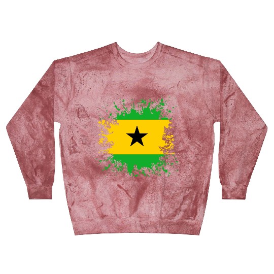Sao Tome And Principe Flag Paint Splatter Blast Sweatshirts