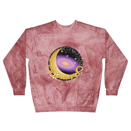 glowing violet galaxy with moon and stars Blast Sweatshirts