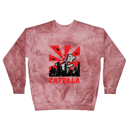 Catzilla funny cat Japanese Sunset Blast Sweatshirts