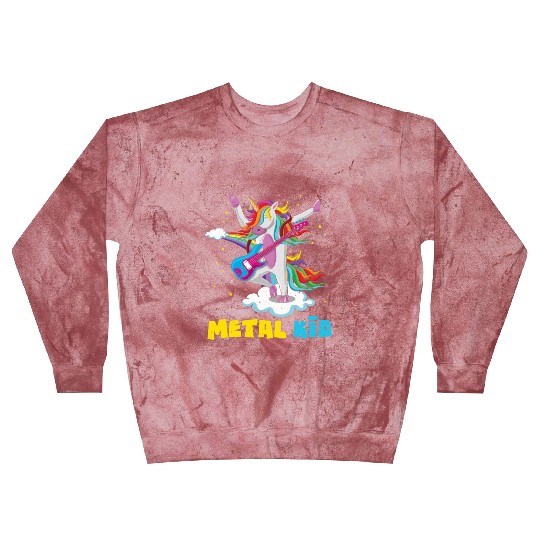 Guitar Unicorn Rainbow Metal Kid Music Rock Sign Blast Sweatshirts