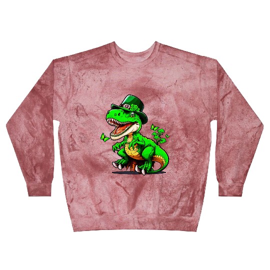 St. Patrick Day T-rex Dinosaur With Hat Blast Sweatshirts