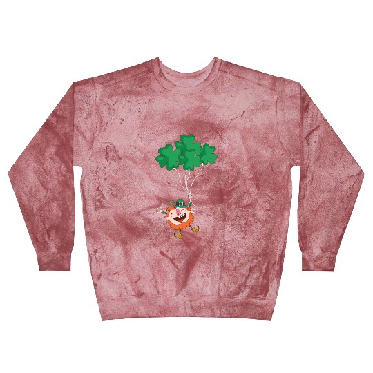Lerechaun Hanging On Clover Balloons - St Patricks Blast Sweatshirts