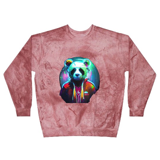 Panda in a neon paradise Blast Sweatshirts