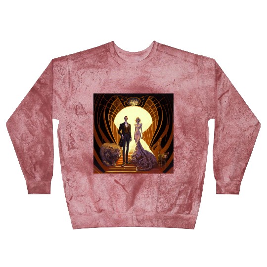 A man wear tuxedo standing next to a woman a dress Blast Sweatshirts