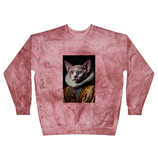 Black Queen Devon Rex Cat Breed Portrait Royal Ren Blast Sweatshirts