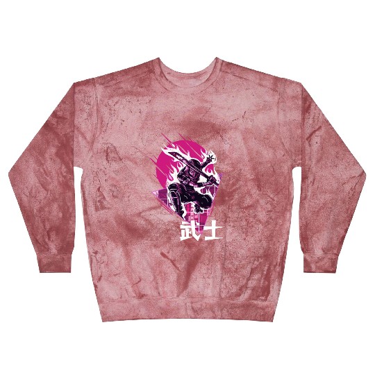 Ninja Samurai Flaming Sword Japanese Vaporwave Aes Blast Sweatshirts