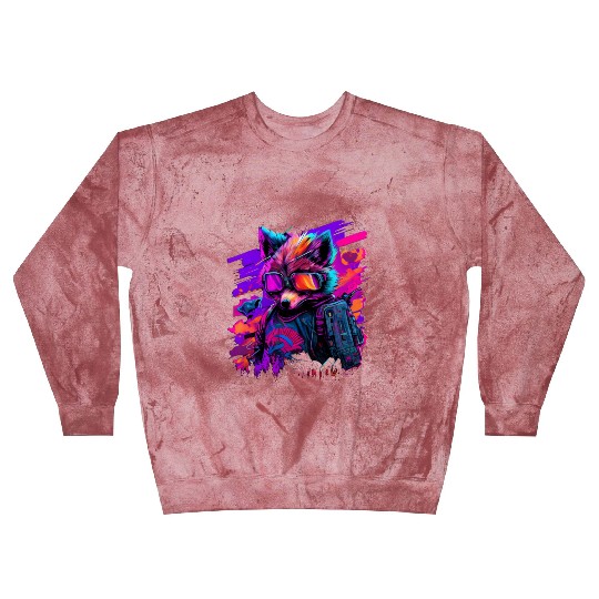 cyberpunk synthwave cool fox Blast Sweatshirts