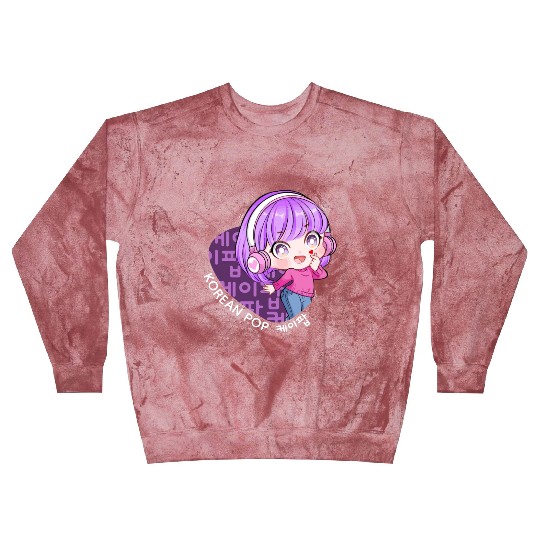 Korean Pop Chibi Finger Heart Anime Girl Kpop Kdra Blast Sweatshirts