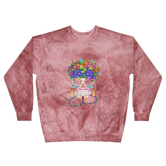 Mardi Gras Costume Dia De Los Muertos Flower Sugar Blast Sweatshirts