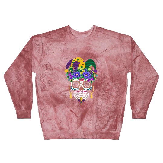 Mardi Gras Mask Dia De Los Muertos Flower Sugar Blast Sweatshirts