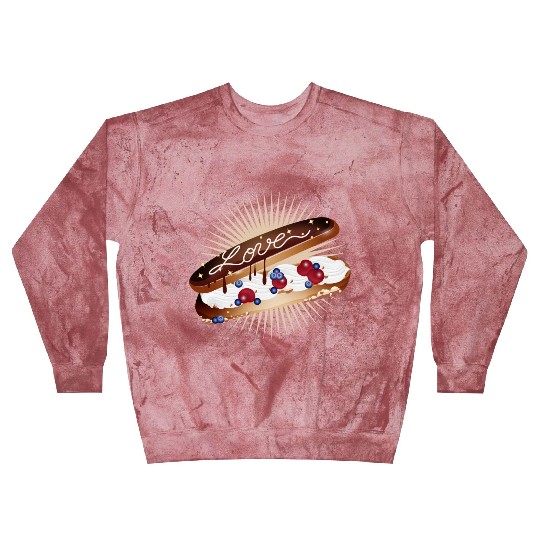 Illustration of an eclair with cream and love Blast Sweatshirts
