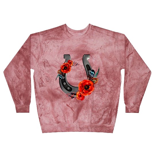 Floral Horseshoe With Poppies Blast Sweatshirts