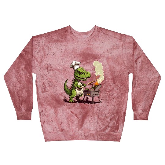 Baby Dinosaur Using A Charcoal Grill Cooking Meat Blast Sweatshirts