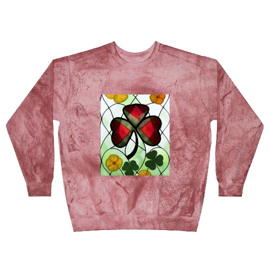 Red plaid Shamrock with Yellow Poppies (AI Art) Blast Sweatshirts