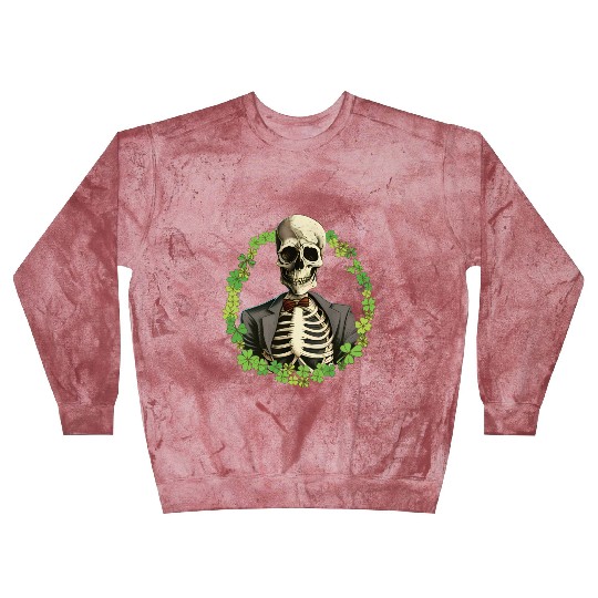 Skeleton Vintage Retro Creepy Cute Shamrock Blast Sweatshirts