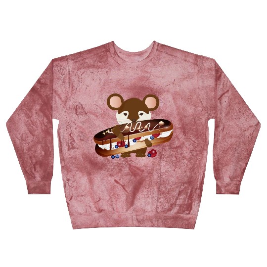 cute mouse with delicious chocolate eclair Blast Sweatshirts