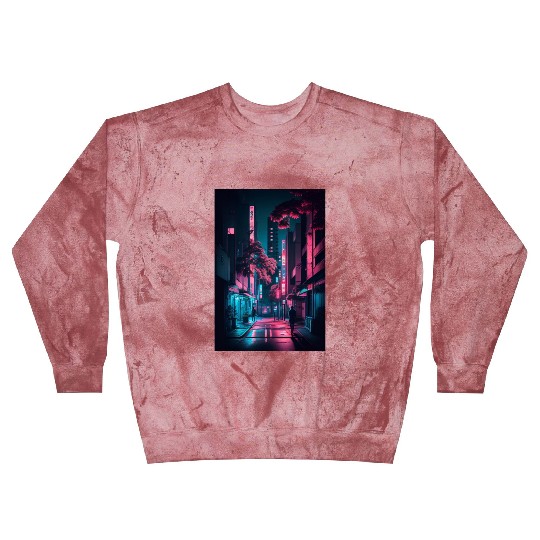 Tokyo Japan Japanese Aesthetic Graphic Night Scene Blast Sweatshirts