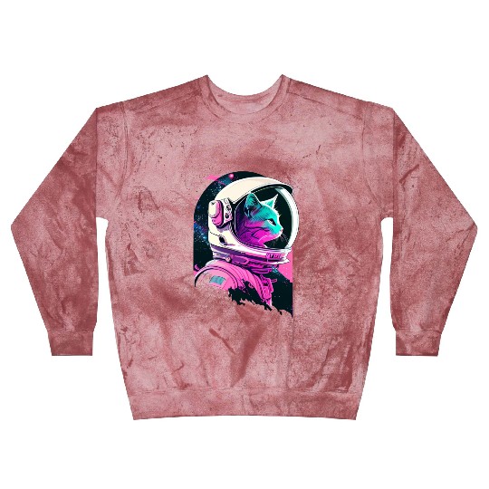 Aesthetic Vaporwave Space Cat 80s 90s Astronaut Blast Sweatshirts