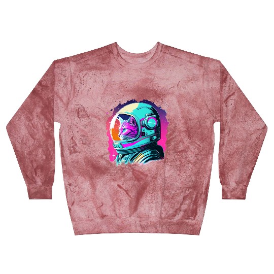 Aesthetic Vaporwave Space Cat 80s 90s Astronaut Blast Sweatshirts