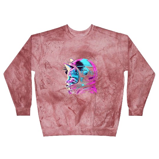 Aesthetic Vaporwave Space Cat 80s 90s Astronaut Blast Sweatshirts