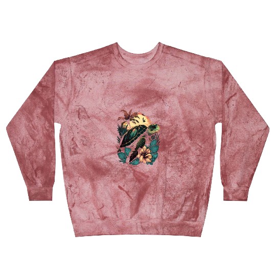 Turtle Hawaiian Sea Turtles Hibiscus Flower Blast Sweatshirts
