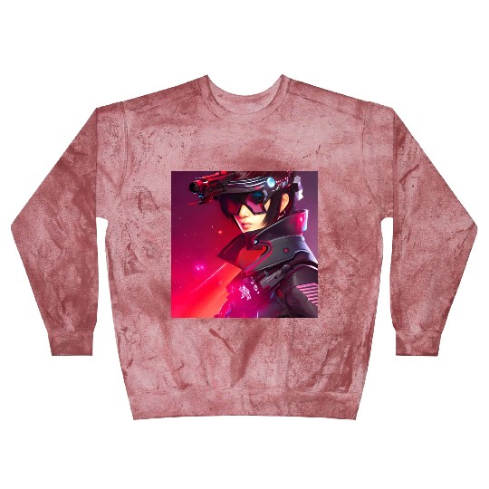 Cyberpunk Girl red Neon light Blast Sweatshirts
