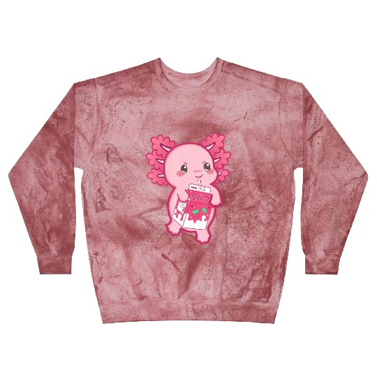 Kawaii Axolotl Strawberry Milk Teen Girl Kids Japa Blast Sweatshirts